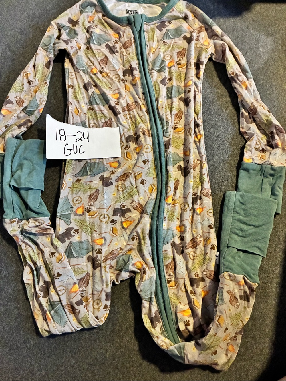 Camping Print Bamboo Zippie- 18-24M
